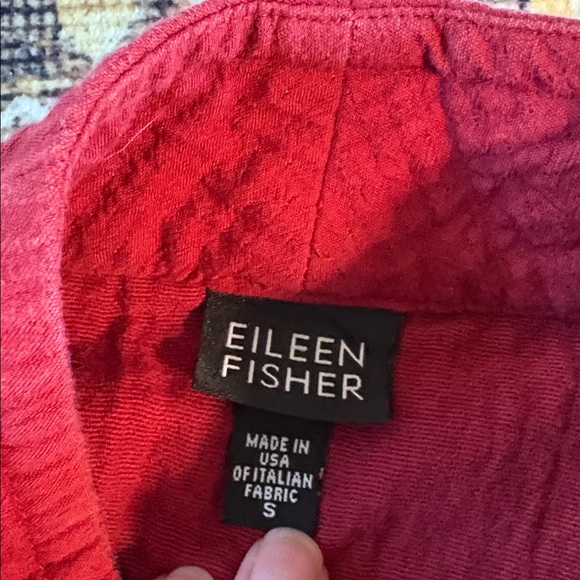 Eileen Fisher Red Textured Cotton Zip Up Jacket sz S - Picture 6 of 8
